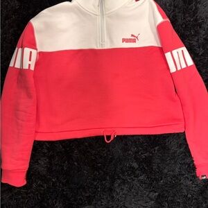 Puma Red and White Cropped Sweatshirt